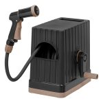 Iris USA Inc. 49.21 ft All-in-One Retractable Hose Reel with Garden Hose Nozzle and Hose Connector Black