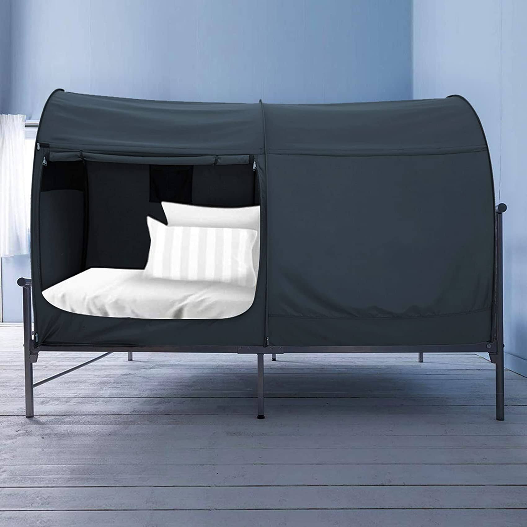 1f6a475d9867097141ad5f76d3532966cc84d35fb98131a4019f284deac884b6.jpg Alvantor Bed Canopy Tents Dream Privacy Space Twin Bunk Bed Sleeping Tents Indoor Pop Up Portable Frame Curtains Breathable Grey Cottage Mattress - Image 1