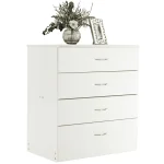 BTMWAY 4 Drawers Chest of Drawers, Wooden Chest of Drawers Storage Cabinet, Heavy Duty Wood Dresser Chest Cabinet for Bedroom, 25.98'' x 14'' x 22.05'', White