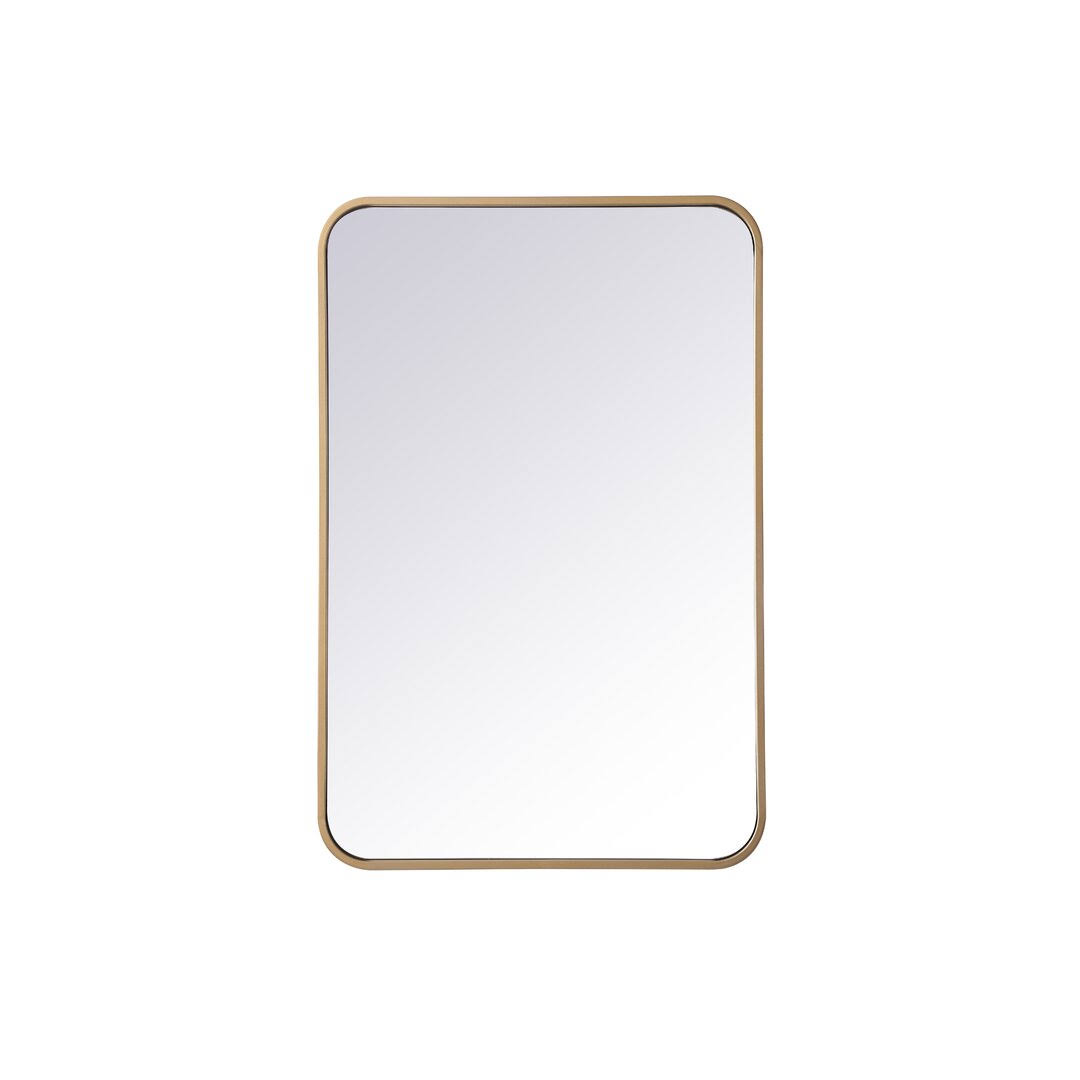 1f9068c861e62d0c7fb027c860693d3df4596e57f3cc5685d5f6e634dcdc9e35.jpg Sabine Metal Rounded Rectangle Wall Mirror Finish: Brass, Size: 30'' H x 20'' W - Image 1