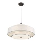Arnob 5 - Light Shaded Drum Chandelier Lark Manor Finish: English Bronze, Shade Color: Oatmeal