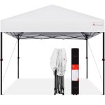 Best Choice Products 10x10ft Easy Setup Pop Up Canopy Instant Portable Tent w/ 1-Button Push Wheeled Carry Case - White