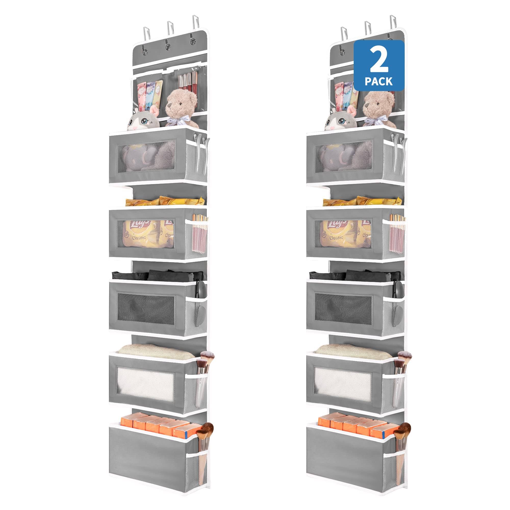 2022307209f4b7cb60fb221b48df74685423092be9c9b2e4f1fdba828ecbddf1.jpg JARLINK 2 Pack 6-Shelf Over Door Hanging Organizer, Wall Mount Storage for Bedroom or Kitchen, Clear Window and PVC Pocket for S - Image 1