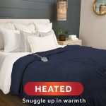 Sunbeam Microplush Electric Heated Blanket, Poseidon Blue, Queen