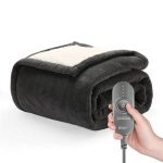 Sunbeam Microplush Sherpa Electric Heated Throw Blanket, Slate, Gray