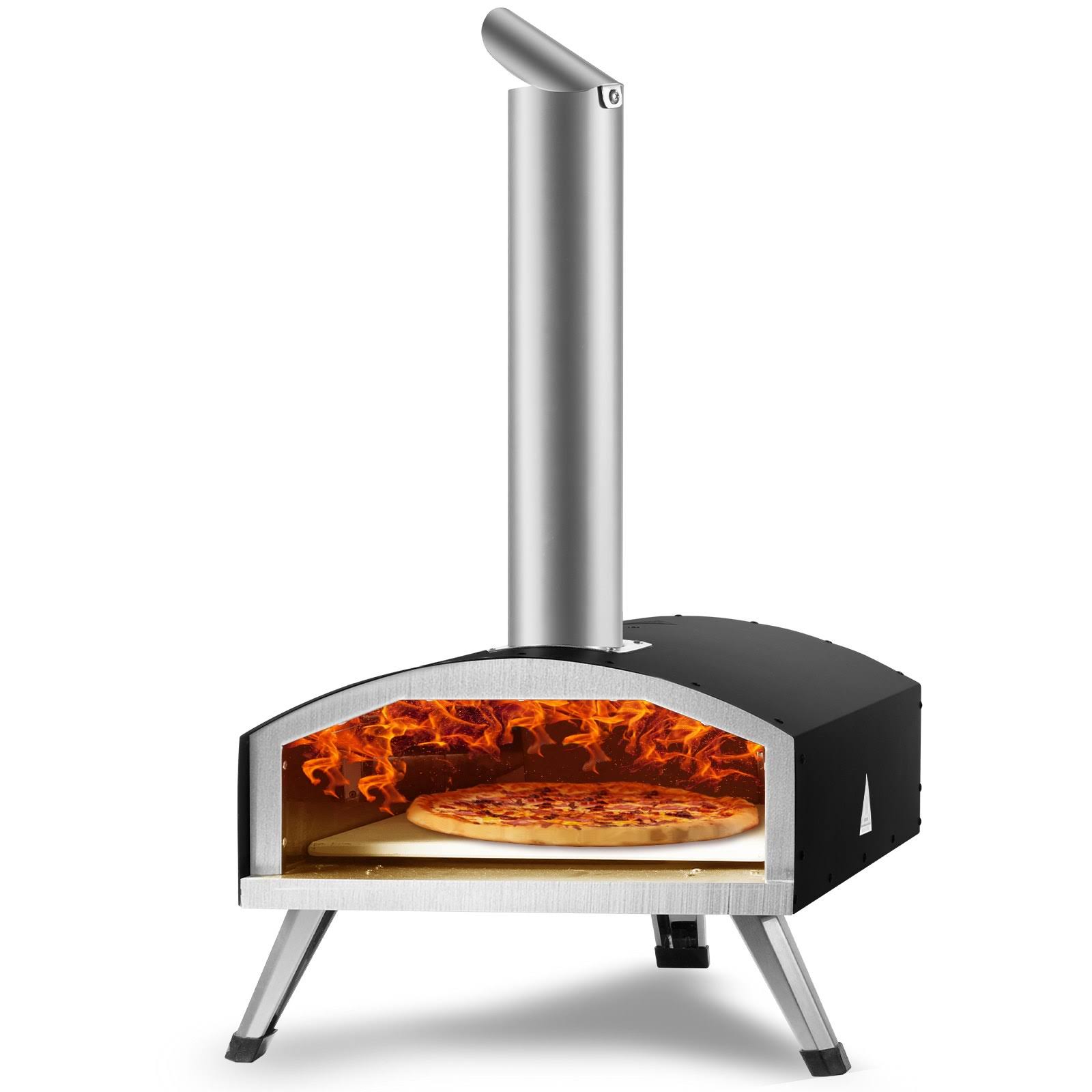 209f1315047956ec83383e9bbd5f4fca0615075029e18de2afcd4be0111eb3f2.jpg VEVOR Outdoor Pizza Oven, 12-Inch, Wood Pellet and Charcoal Fired Pizza Maker, Portable Outside Stainless Steel Pizza Grill with Pizza Stone, Waterpro - Image 1