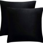 JUSPURBET Decorative Velvet Throw Pillows Covers for Couch Bed Sofa,Pack of 2 Soild Soft Cushion Cases,26x26 Inches,Black