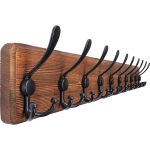 SKOLOO Rustic Large Coat Rack Wall Mount: 38.3'' Long Coat Rack for Wall, Wood Hook, Farmhouse Coat Hanger for Hanging Jacket, Blk