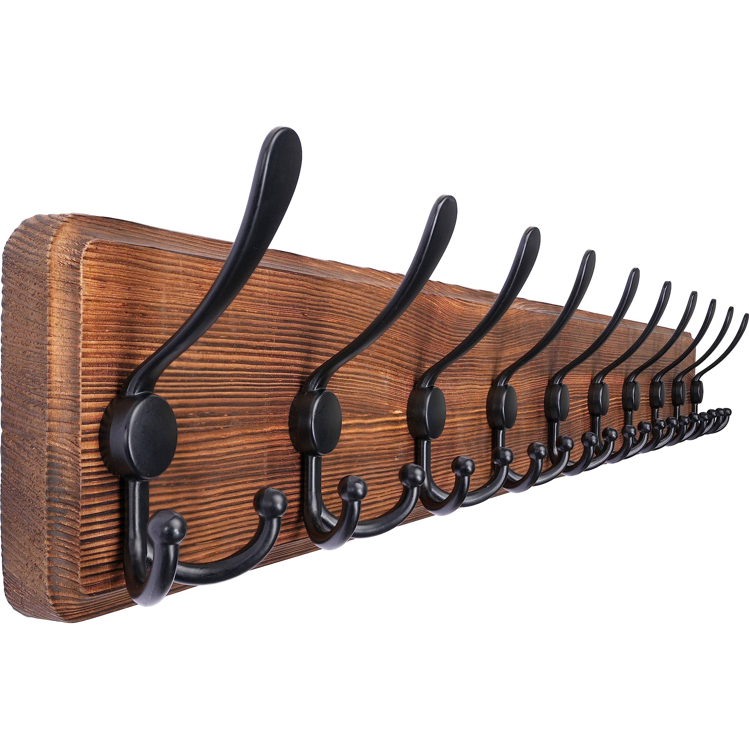 20a6f9b785df38cc29ef2aaae76e476c0e3427a6a487eb4afad9ebec300651d8.jpg SKOLOO Rustic Large Coat Rack Wall Mount: 38.3'' Long Coat Rack for Wall, Wood Hook, Farmhouse Coat Hanger for Hanging Jacket, Blk - Image 1