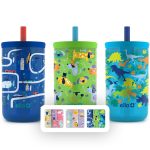 Ello Kids Bop 12oz Tritan Tumbler with Screw-On Lids and Removable Straws 3 Pack (Cars, Dogs, and Dinosaurs)