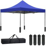 10x10 Pop Up Canopy Waterproof Pop Up Canopy Adjustable Canopy Tent Outdoor Canopy with Backpack and Bag Dressed Legs,Blue