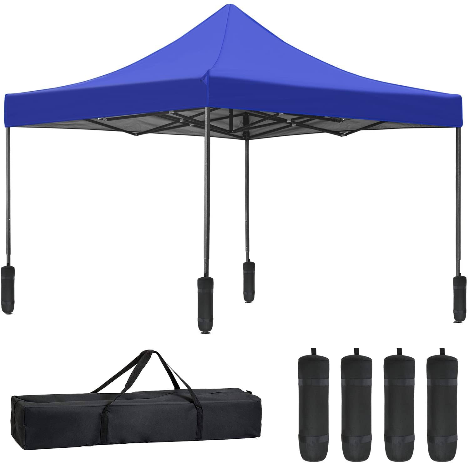 20b643406c9d06f43059f1dc333129135f37c32495ebd9c7b2fbac9ec2621110.jpg 10x10 Pop Up Canopy Waterproof Pop Up Canopy Adjustable Canopy Tent Outdoor Canopy with Backpack and Bag Dressed Legs,Blue - Image 1