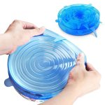 BHSELLY Silicone Stretch Lids, Durable & Eco-Friendly Elastic Lids Reusable Heat Resistant Various Sizes Cover for Bowl - 6 Pack (Blue)