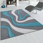 Paco Home Designer Area Rug with Contour Cut and Modern Wave Pattern 2' x 3'7 inch - grey-blue, Size: 2' x 3'7 - Grey-Blue