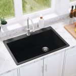 Allen + Roth DeForest Collection Dual-Mount 33-in x 22-in Nero Granite Single Bowl 5-Hole Kitchen Sink in Black | SIGN100XLDM13