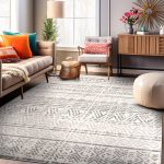 Geometric Bohemian Design Area Rug 3'3 inch x 5' Gray
