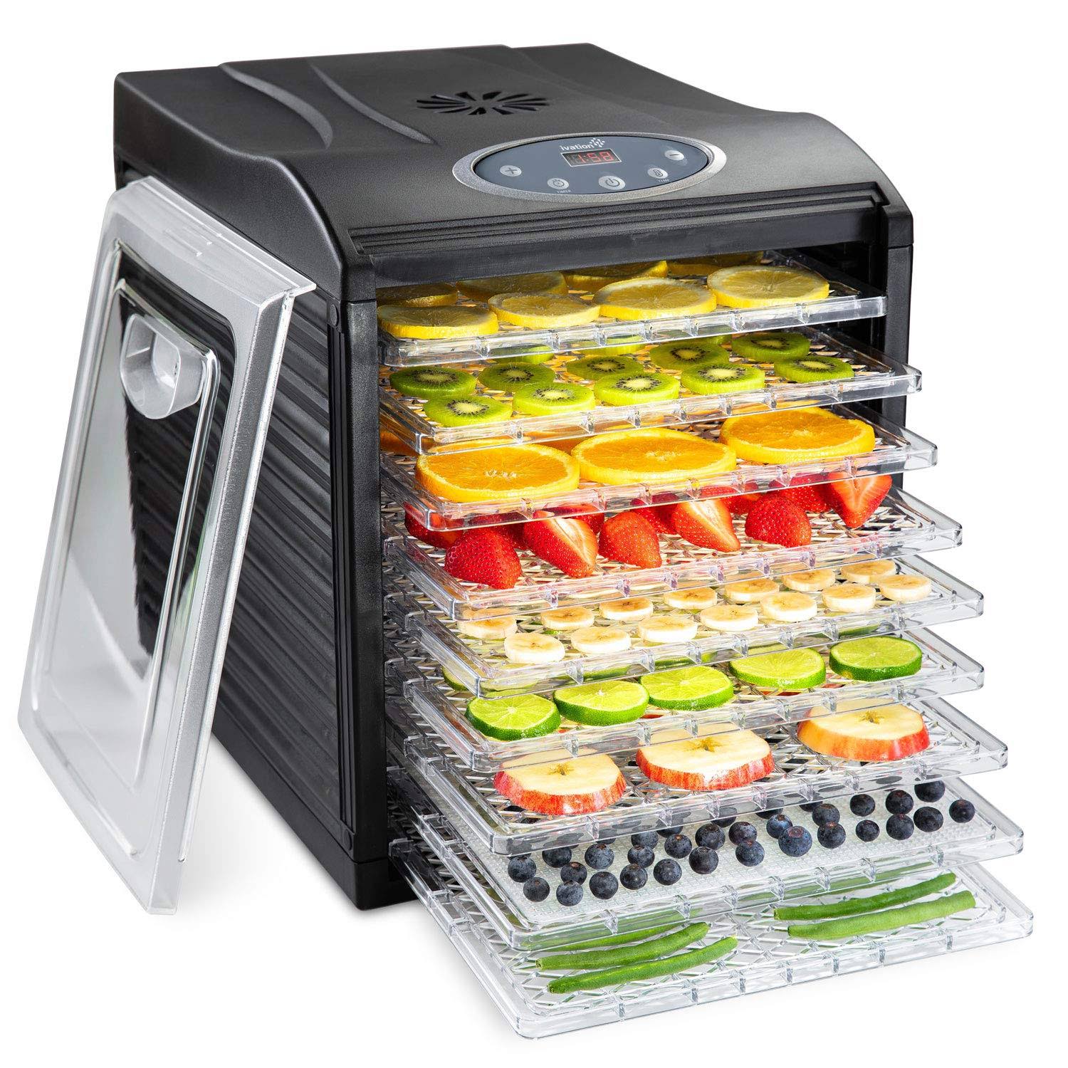20e6168cb50c6c926b9d8d5d291201d0ed35e28a97148212818454759283d46f.jpg Ivation 9 Tray Countertop Digital Food Dehydrator - Image 1
