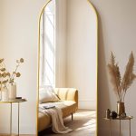 ZMYCZ Arched Floor Mirror, 65"x22" Full Length Mirror, Standing Mirror Hanging or Leaning, Body Mirror with Stand, Wall Mounted Mirror, Arched-Top