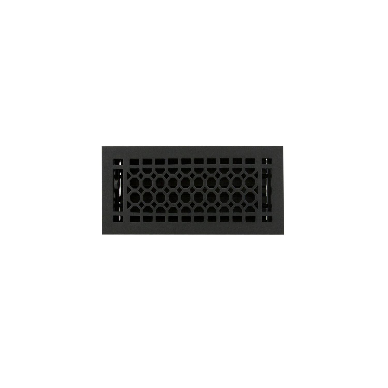 2169242fe5731c25ff805c063053e6ee5523c096d64dc3e3797072164099c921.jpg Signature Hardware 917438-4-8 Honeycomb Cast Iron Floor Register - Black 4x22 x 8x22 (5x22 x 9-1/8x22 Overall) Black Vent Covers - Image 1