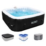 Aleko HTISQ6GYBK Square Inflatable Jetted Hot Tub Spa with Cover - 6 Person - 265 Gallon - Black