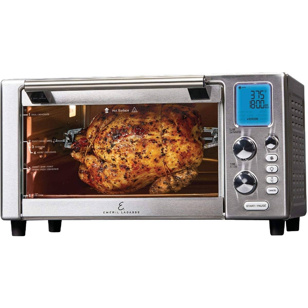 21a5259d0e89f74b6eaa87f044e19583e5e215a4085d173ee93b59aa73008a7a.jpg Emeril Lagasse Power Air Fryer Oven 360 2020 Model Special Edition 9-in-1 Multi Cooker Free Emerilas Recipe Book Included Digital Display, Slick - Image 1