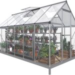 Papajet 6x12 ft Hybrid Polycarbonate Greenhouse with Lockable Hinged Door 2 Vent Window Walk-In Hobby Greenhouse Aluminum Hot House for Outdoor Garden