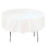 Way to Celebrate! Round White Plastic Tablecloth, 84In, Size: 84 inch
