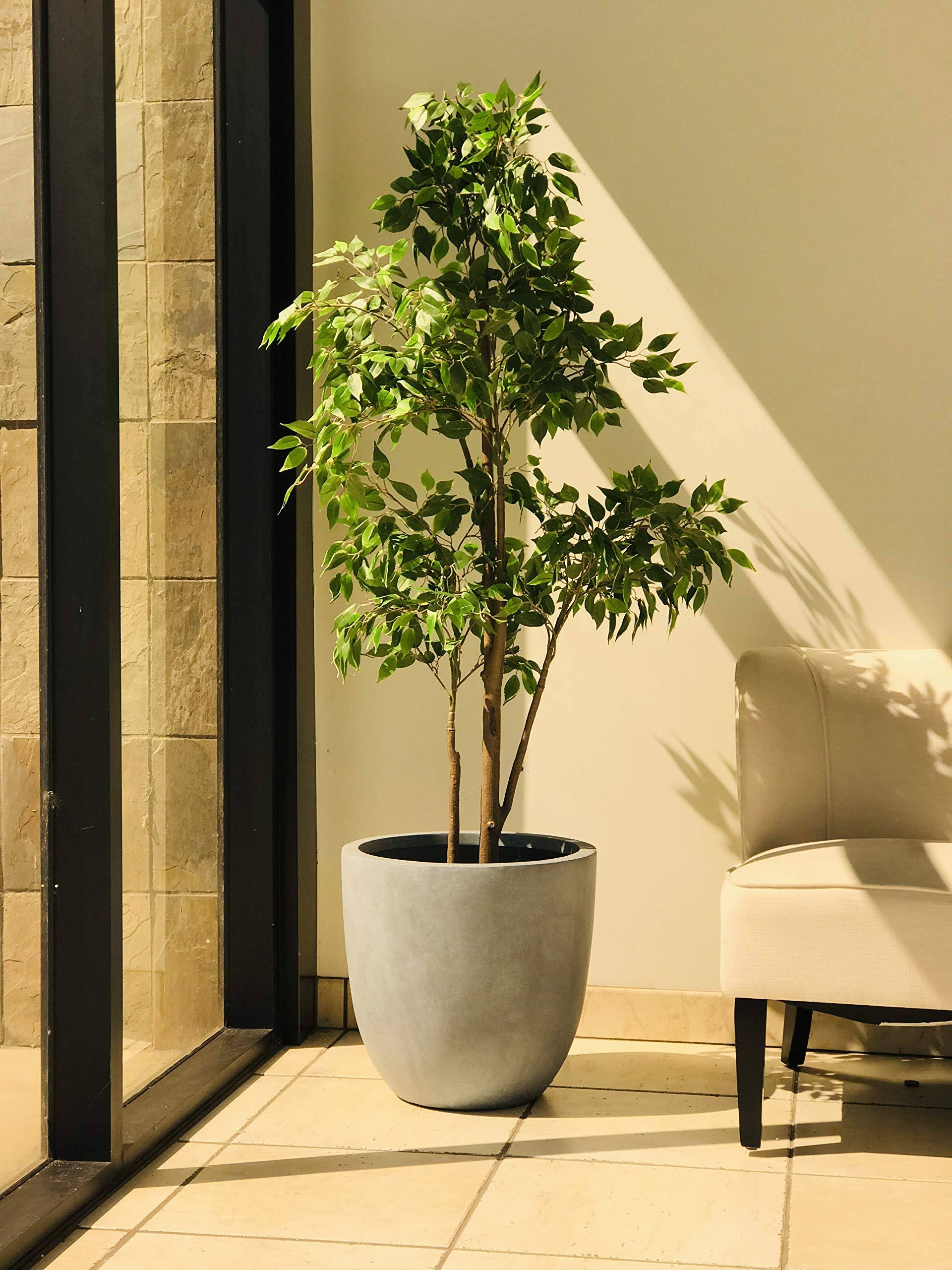 21dcb25178fd711071f0e89756ff0dfe21eef676d8b92ba594f15b73976fc6e2.jpg Kante 10 in. W Round Slate Gray Concrete/Fiberglass Indoor Outdoor Elegant Planter - Image 1
