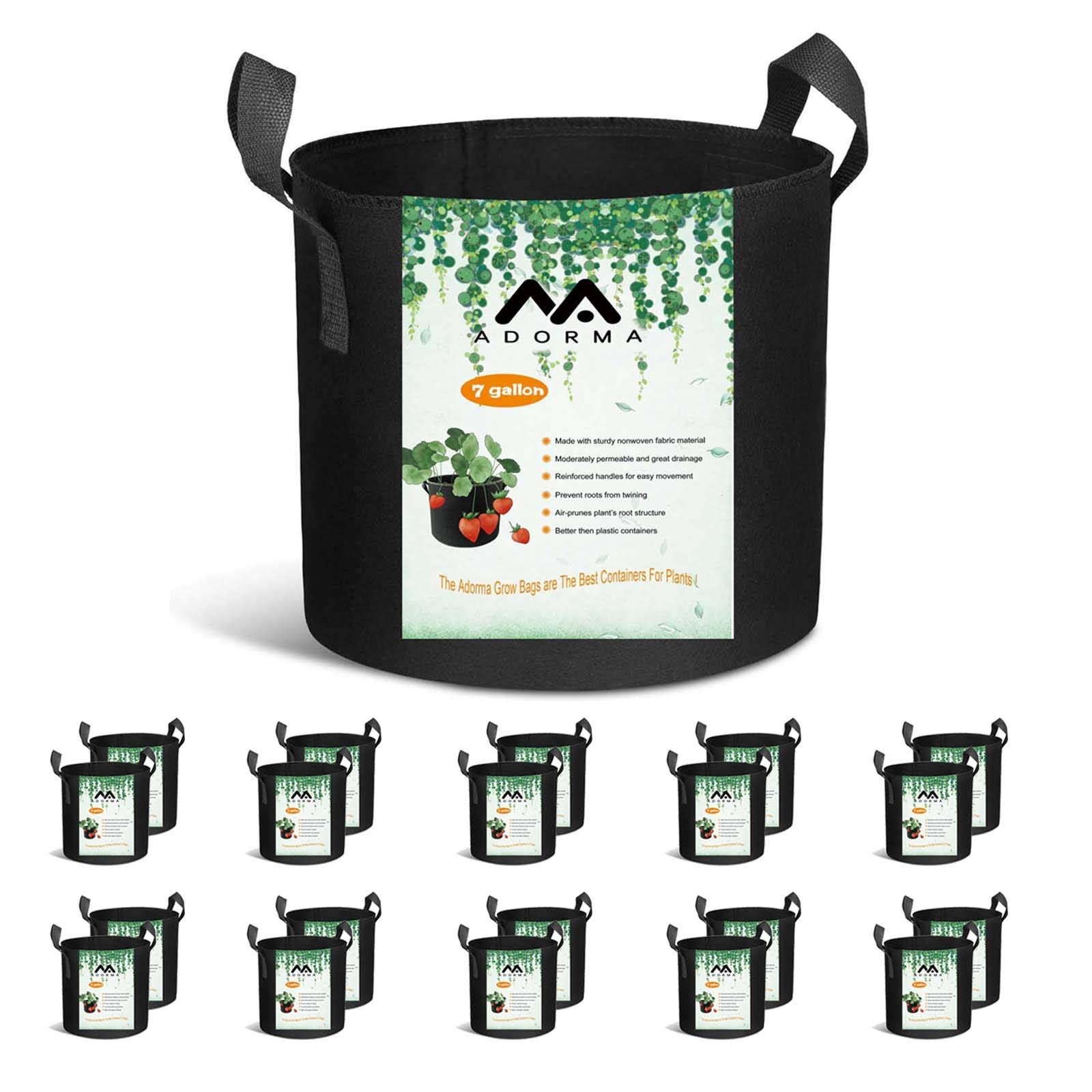 21dcd7253745021a91830e83cee4341f710b2f382e71bd9bf15f0a19af62776f.jpg Adorma 20-Pack 7 Gallon Grow Bags Heavy Duty Aeration Fabric Pots with Handles 300g Thickened Nonwoven Pots for Plants/Vegetables/Flowers - Image 1