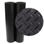 Rubber-Cal Diamond Plate Rubber Flooring Rolls, 3mm x 4ft x 1ft Rolls, Black