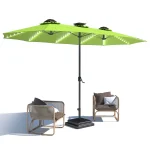 AECOJOY 15ft Patio Double-Sided Umbrella, 156 PCS Solar LED Light Outdoor Large Umbrella, Green