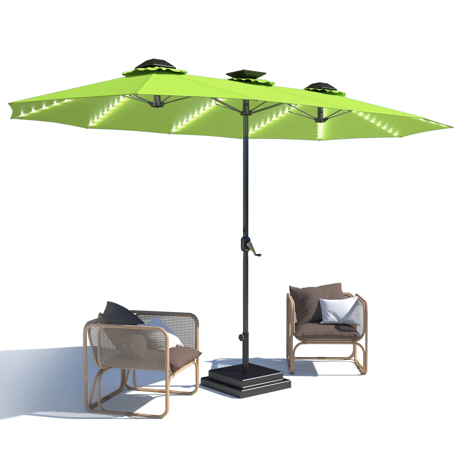220e5c5105198b3e512ab3ea61e72892b352e0750e9582bdd59ba07263d37ecd.webp AECOJOY 15ft Patio Double-Sided Umbrella, 156 PCS Solar LED Light Outdoor Large Umbrella, Green - Image 1