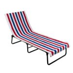 J&M Pink Stripe Lounge Chair Beach Towel with Top Fitted Pocket 26x82