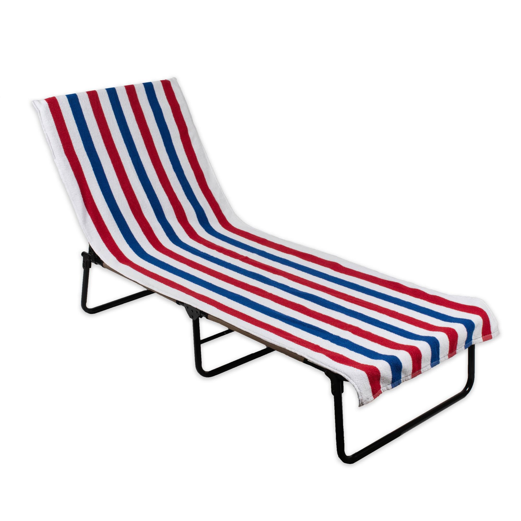 223bd662045ac5bab2d3abaed87b1357e958790eb1fb86dd26fe92c0b0dad30b.jpg J&M Pink Stripe Lounge Chair Beach Towel with Top Fitted Pocket 26x82 - Image 1