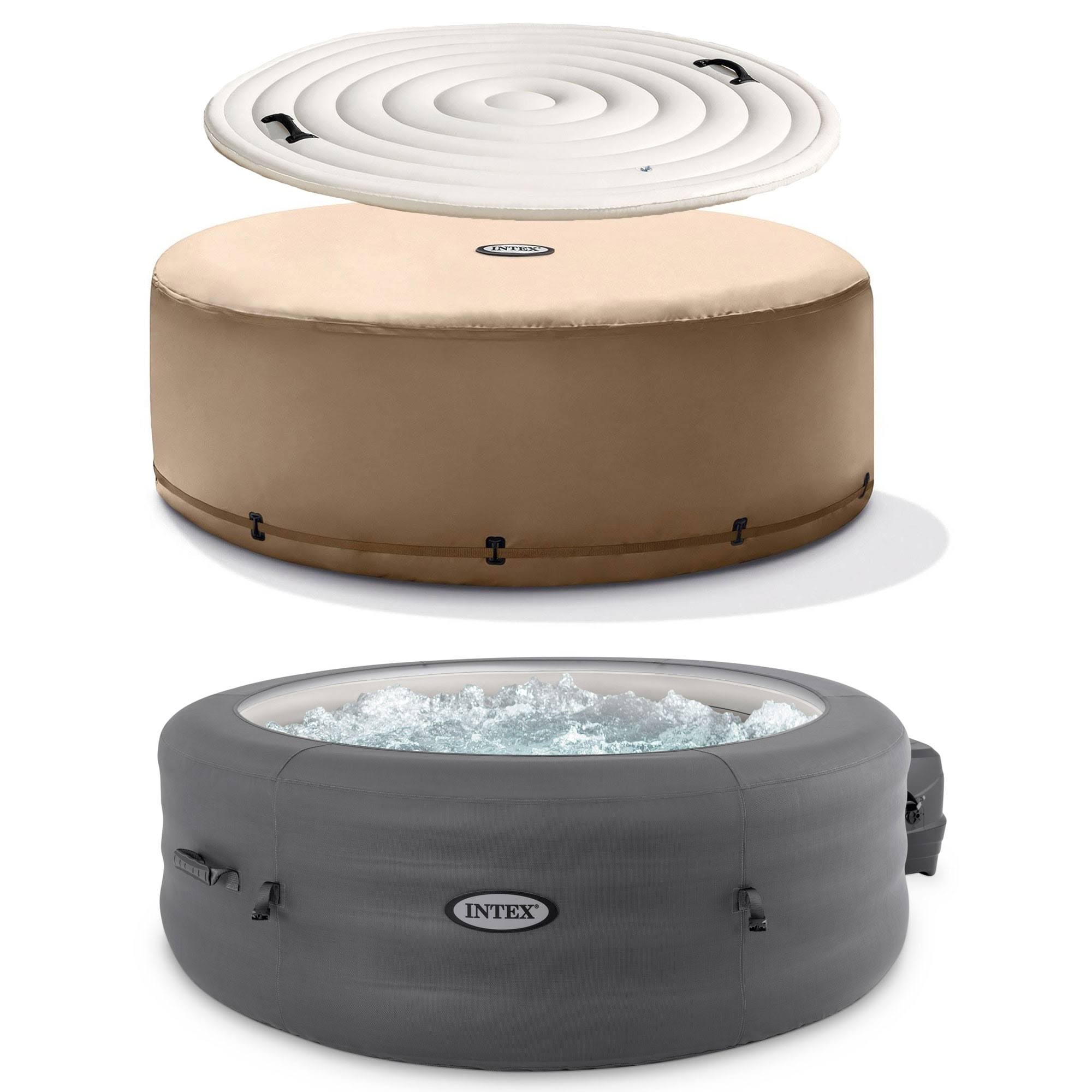 2292dfe595d11cbe2c9d67bbda9c743286e37eae1e0ee1440efb6d3e46931bcd.jpg Intex - SimpleSpa 4 Person Inflatable Portable Hot Tub w/ Energy Efficient Cover - Image 1