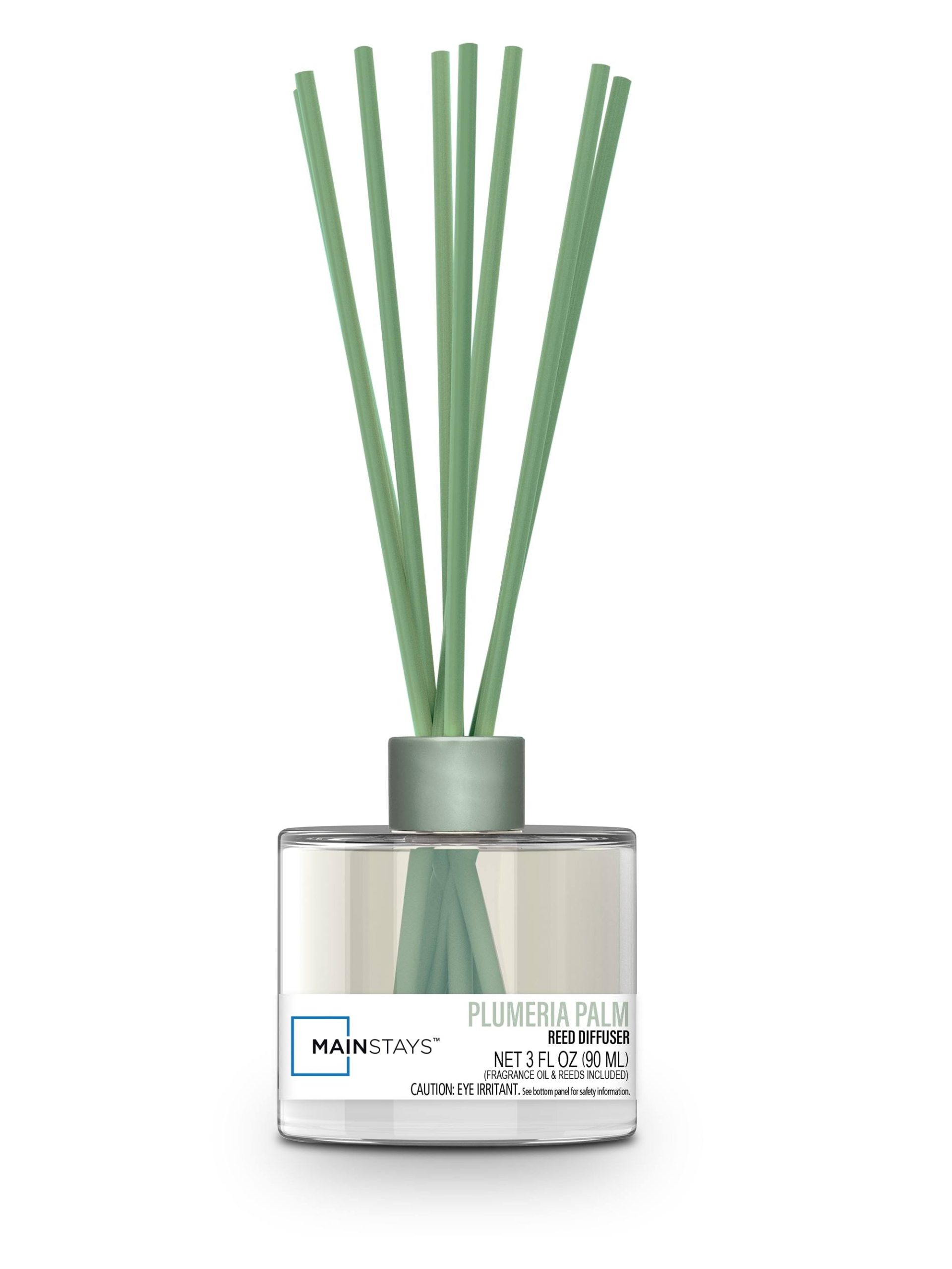 22990af6a8b7adff9ffafbaf14549ee8b1c451488f24aa6fea65a5af0ca6c920.jpg Mainstays Glass Diffuser with Reeds, Plumeria Palm, 3.0 fl oz, Size: 3oz - Image 1
