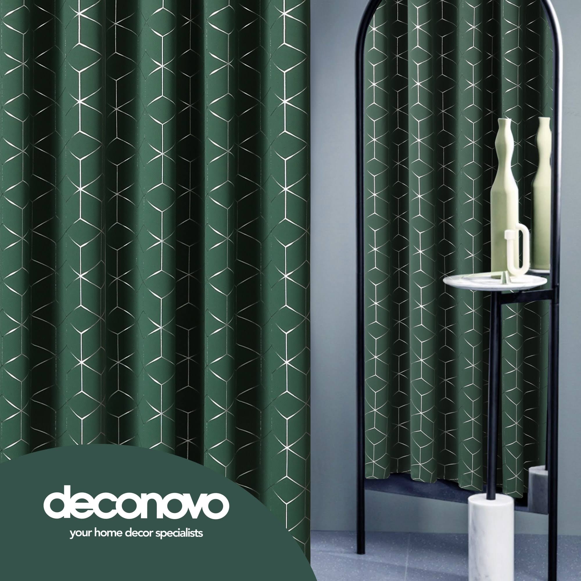 22a3242c576804580cbdf697ee124e08019edffd459d4b9ff15f355b633655bd.jpg Deconovo Decorative Silver Diamond Curtains (2 Panel) - 52x45 inch - Dark Forest Green - Image 1