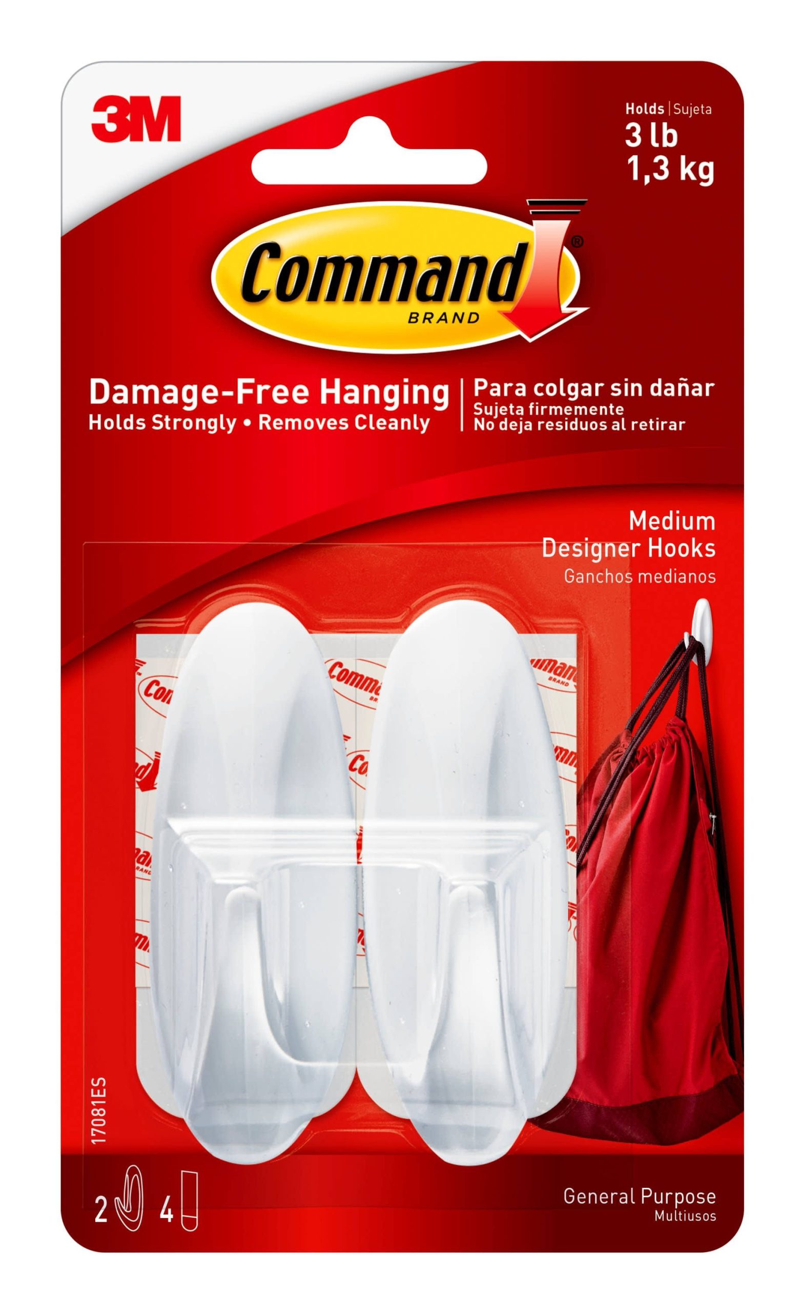 22ca4f701d1648c38bcc68a3958b3571a053676c38399a1622681b01692597eb.jpg Command Designer Hooks, General Purpose, Medium - 2 hooks - Image 1
