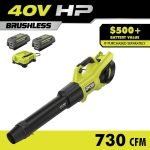 Ryobi Cordless Leaf Blower Ry404100 40V HP Brushless Whisper Series.