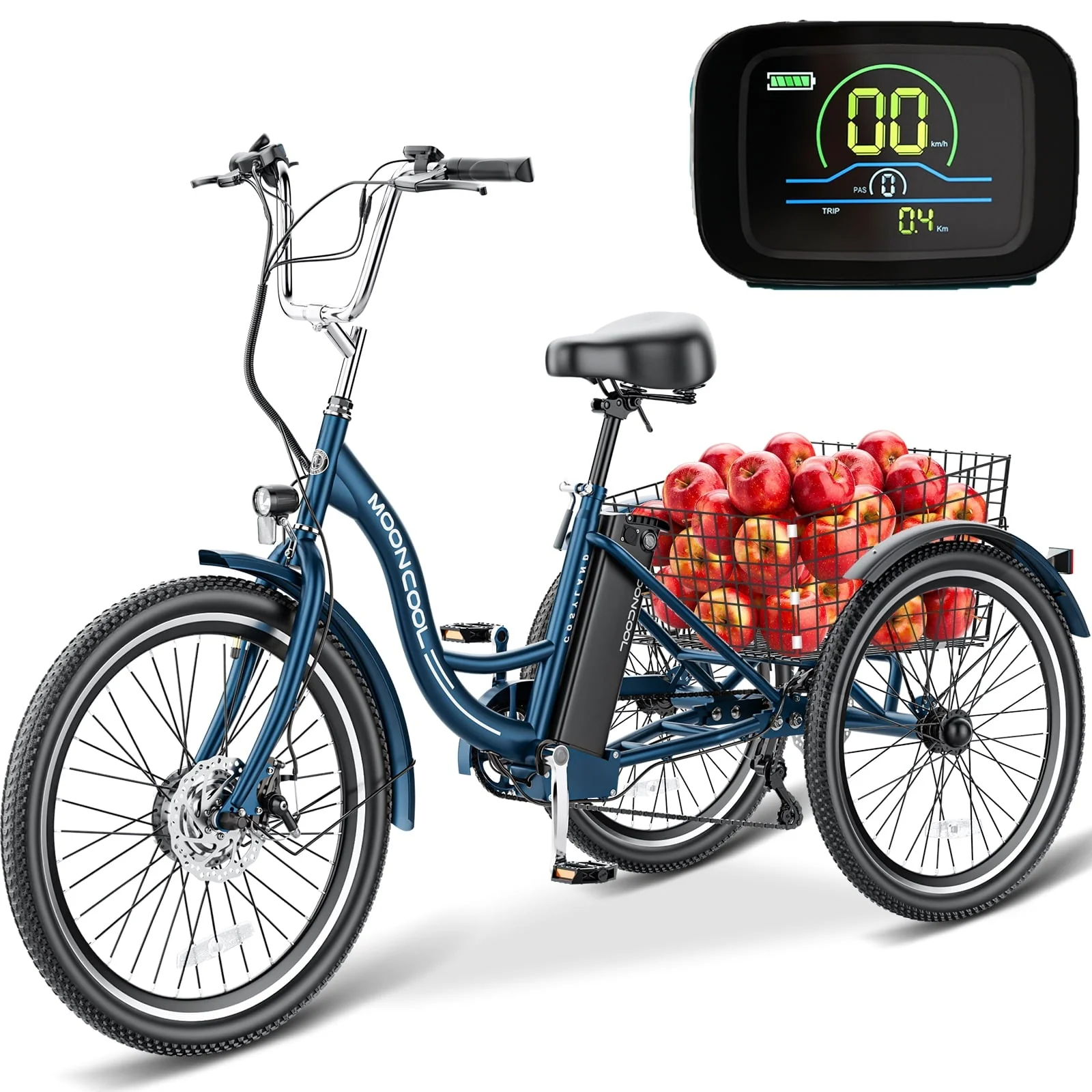 22d038d2ce45874a851a4bd058d4a95aff8ceb630e02e8bb112734c1090c4c37.webp Lilypelle Electric Tricycle, 3 Wheel Motorized Bicycle, with 350W Motor 36V 10.4AH Lithium Battery UL Certified, 24" Adults Electric Trike, Three Wheel Ebike E Bicycle - Image 1