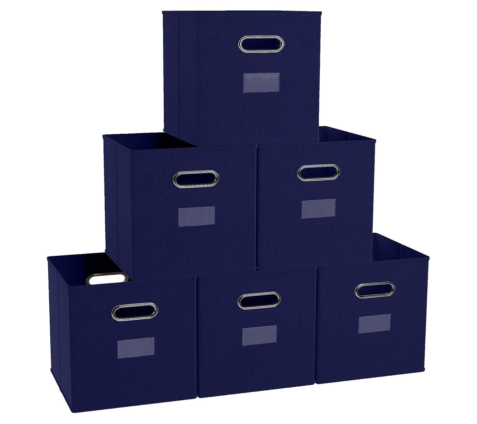 22d8ef39fca561ad3e8faa29e3a51be39caa1a75aa0b494dd3b5968543ea135b.jpg Ornavo Home 6 Pack Storage Cube Bins with Window Pocket ,Navy - Image 1