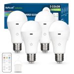 BoRccdit CordlessGlow 15W A19 Rechargeable Light Bulbs with Remote, 3 Color Temperatures + Dimmable Battery Powered Light Bulbs,up to 24 Hours