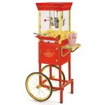 Nostalgia Electrics Vintage Series Commercial Kettle Popcorn Cart, Red