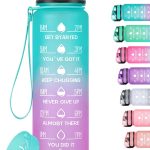 MEITAGIE 32oz Motivational Water Bottle with Time Marker & Fruit Strainer, Leak-Proof BPA Free Non-Toxic 1L Bottle with Carrying Strap, Perfect for