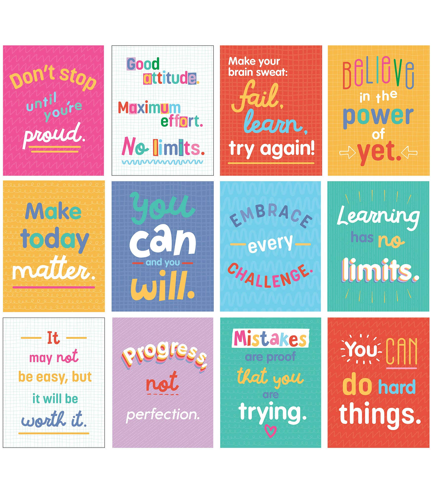 Carson Dellosa Mini Posters, Growth Mindset Quotes, 8.5 x 11, 12/Set