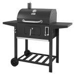 BBQ Charcoal Grill 24 in. 2-Side Table Locking Lid/Door Storage-Warming Rack