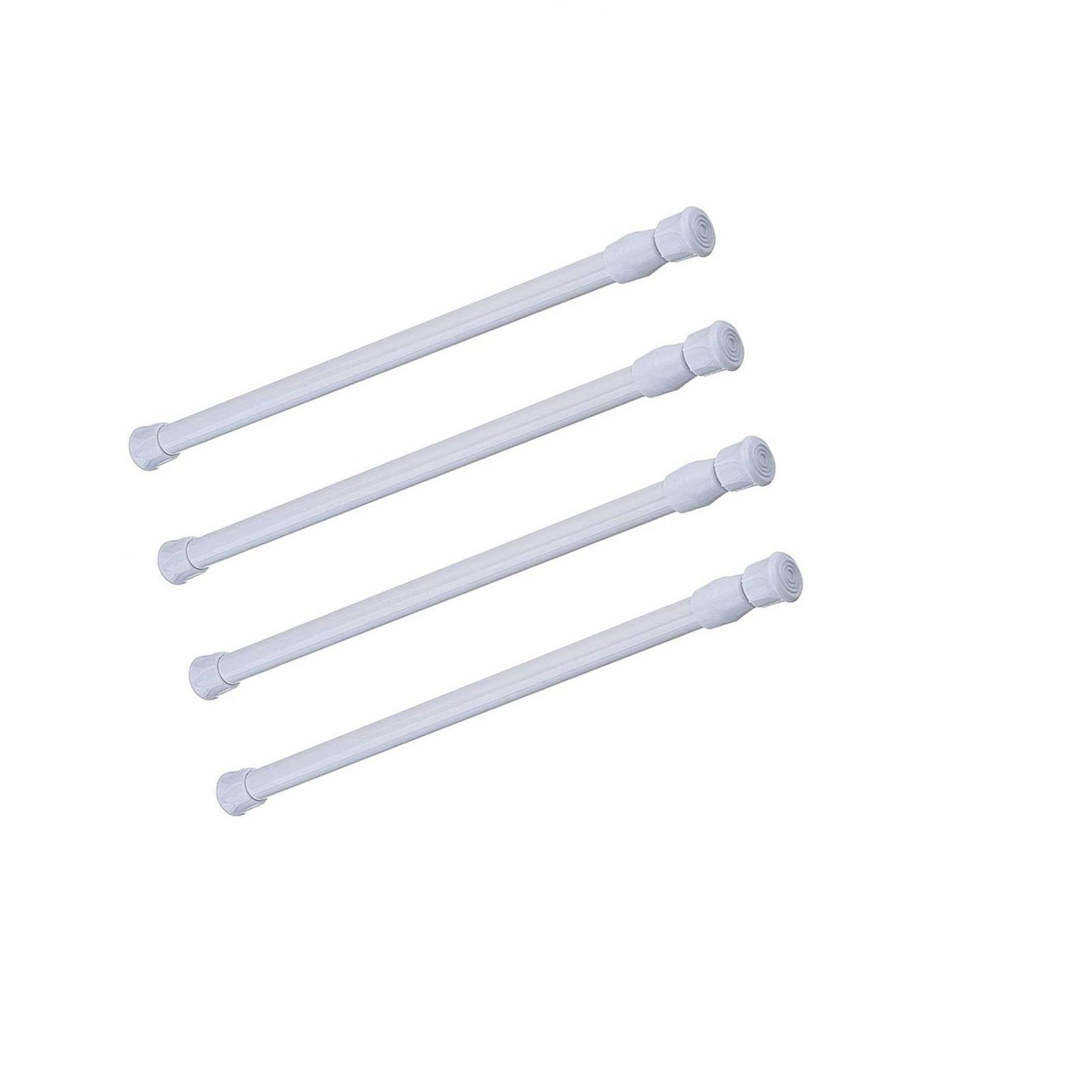 2334c4fd936db174f016104e0bba87dae8b625675d24c750795c1aae3eb46513.jpg Tension Rods, 4 Pack Adjustable Spring Steel Cupboard Bars Tension Curtain Rod 9.8-15.7 Inches Shower Rod Closet Rod Tensions Rod Extendable Width - Image 1