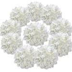 Flojery Silk Hydrangea Heads Artificial Flowers Heads with Stems for Home, White