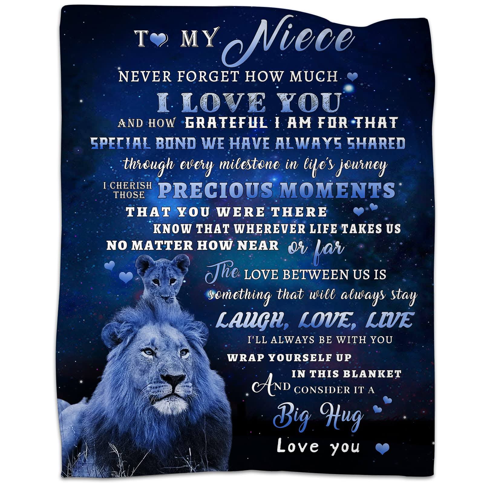 239649e3eb9ded55689ce2c0a4d5e1743519eef5b3d9cd1f092e2de4e2b821df.jpg tgruihm Gifts for Niece, Niece Gifts from Aunt, Niece from Uncle, to My Niece Lion Blanket, Uncle Niece Gifts, Christmas Birthday Gifts for Niece - Image 1