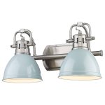 Golden Lighting Duncan 2 Light Bath Vanity, Pewter Seafoam